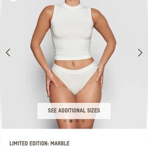 NWT SKIMS Stretch Cotton Jersey Mock Neck Tank in Marble